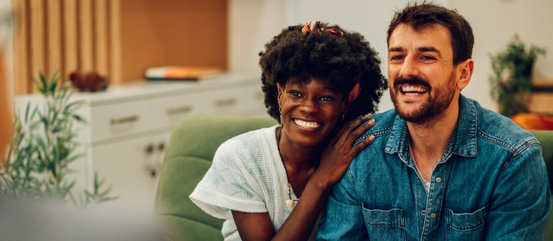 Couple smiling while therapy