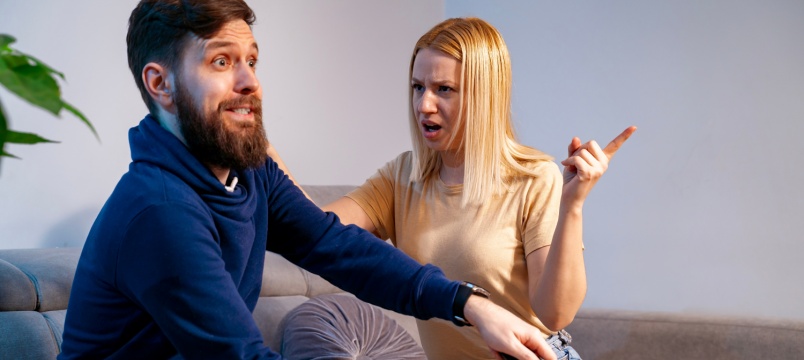 Young wife angry on husband