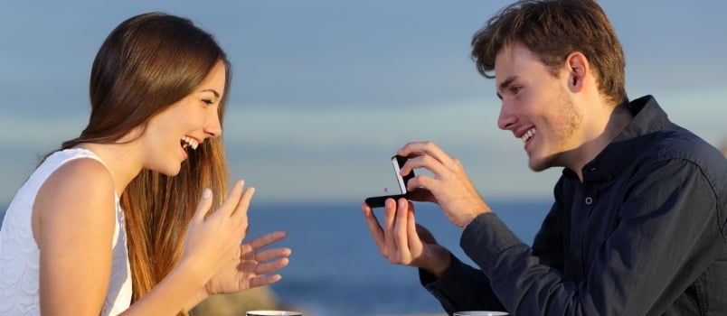 Man proposing woman