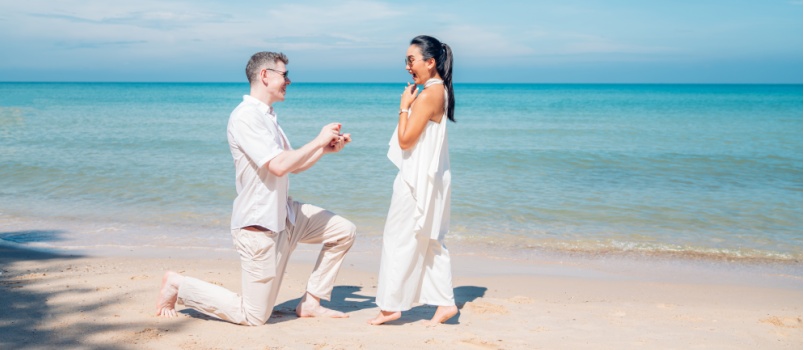 Man making surprise proposal