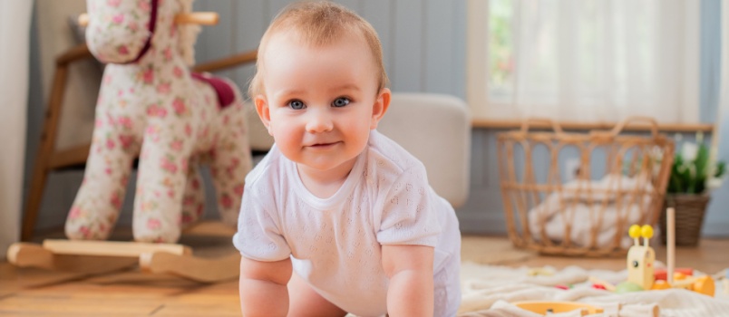 Baby crawling on the floor