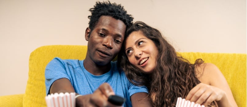 Young woman lovingly looking at her partner