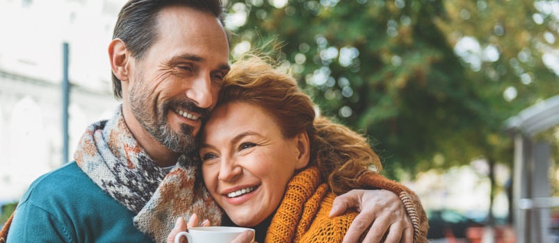 Senior couple hugging each other