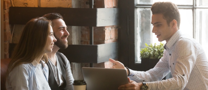 Couple meeting insurance broker
