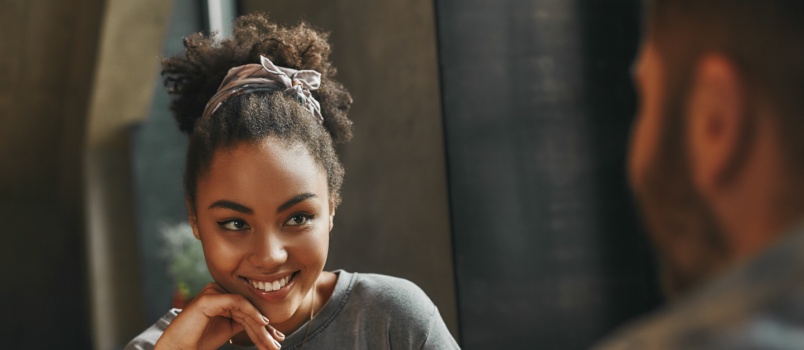 man and woman talking to each other