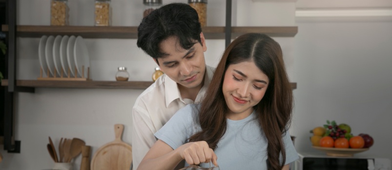 young couple having romantic time