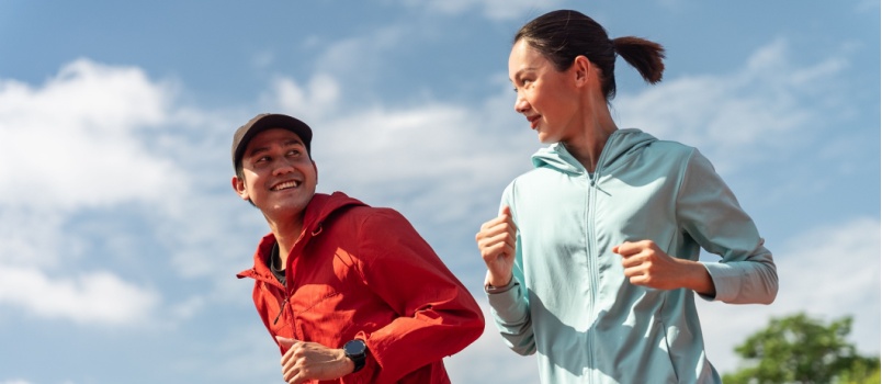 Young couple exercising together