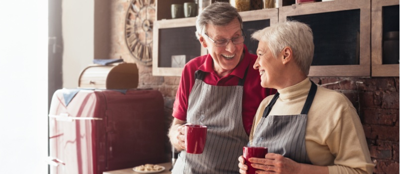 Senior couple talking to each other