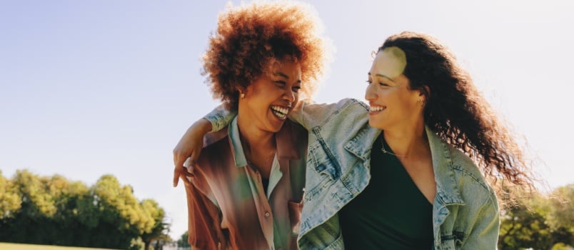 Two female friends having fun