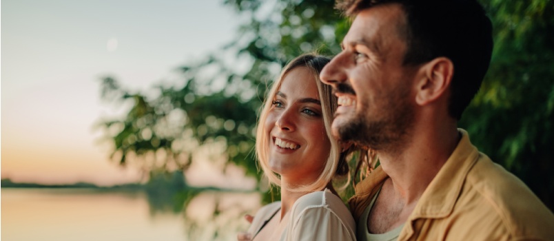 Young couple enjoying romantic moment