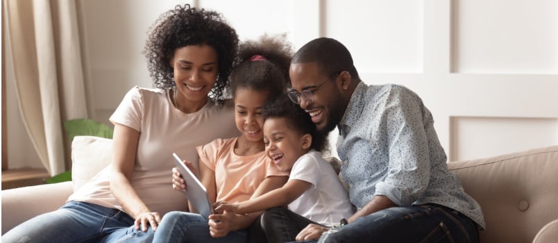 Happy family having fun time 