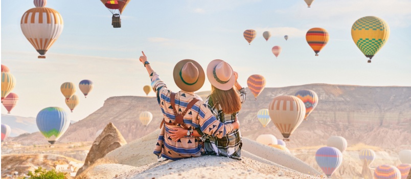 Romantic couple travelling