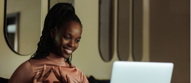 Young woman on video call