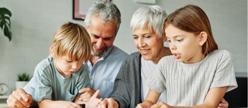 Grandparents spending time with grandchildren 