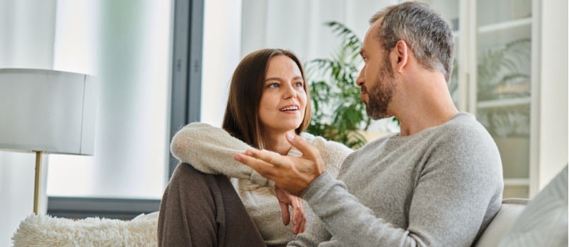 Young loving couple talking to each other 