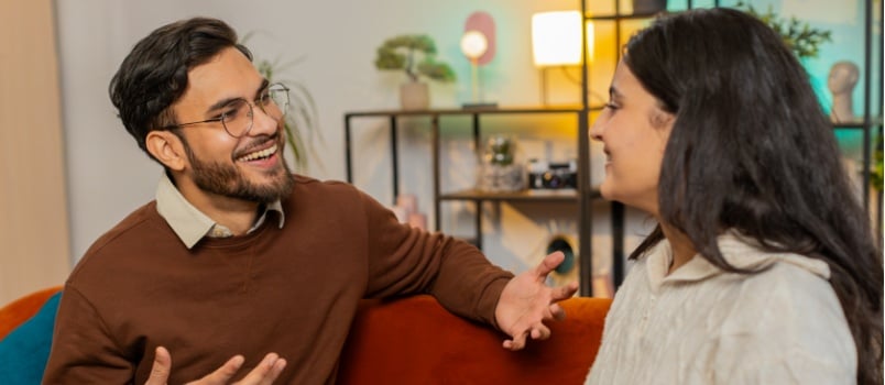 Young couple talking to each other
