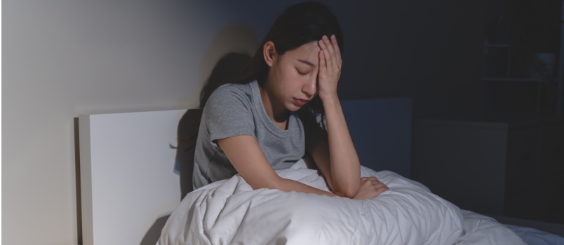 Stressed burnout woman