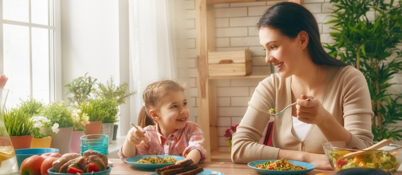 Family having dinner together