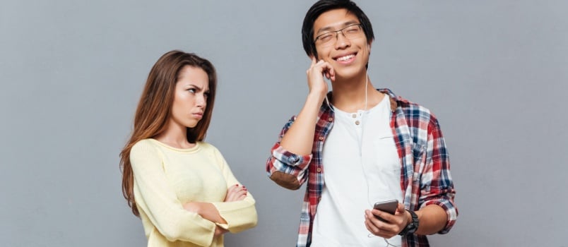 man ignoring woman 