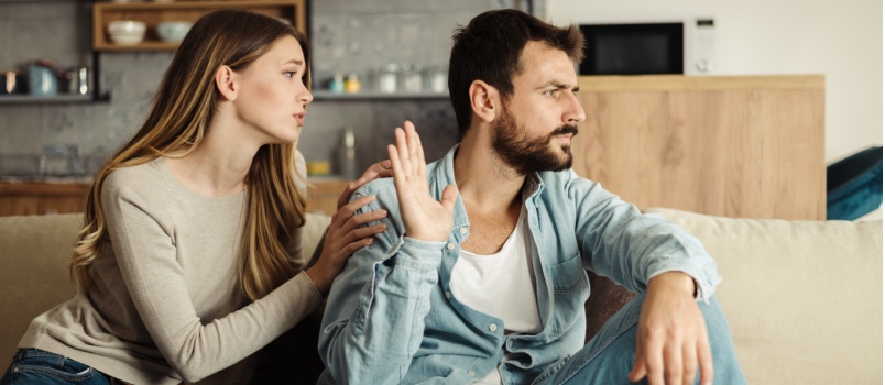 Angry man doesn't paying attention