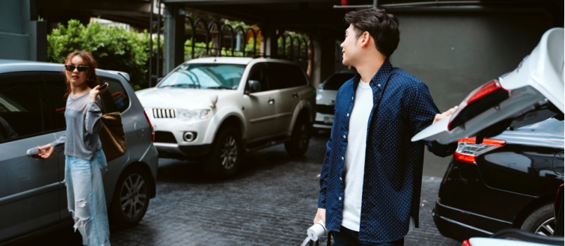 Asian people seprated going back home