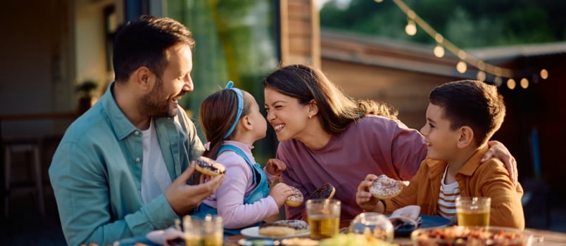 Family having meal together