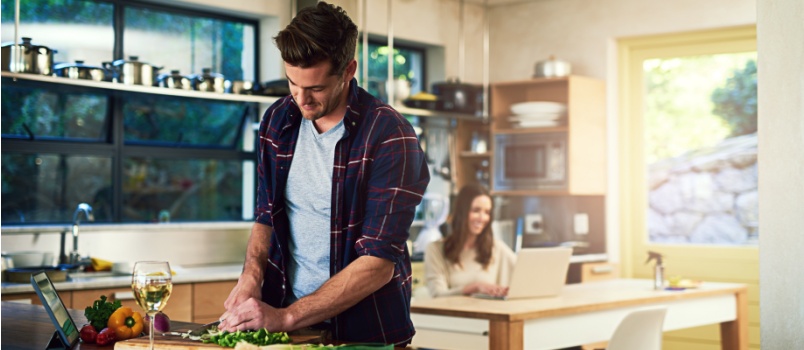 Man doing chopping in kitchen