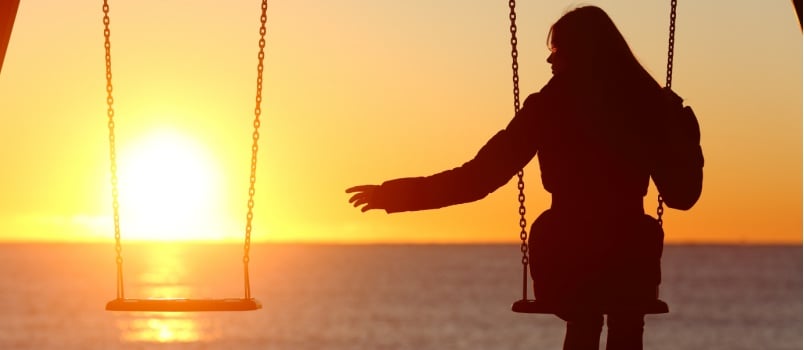 Alone woman missing her partner