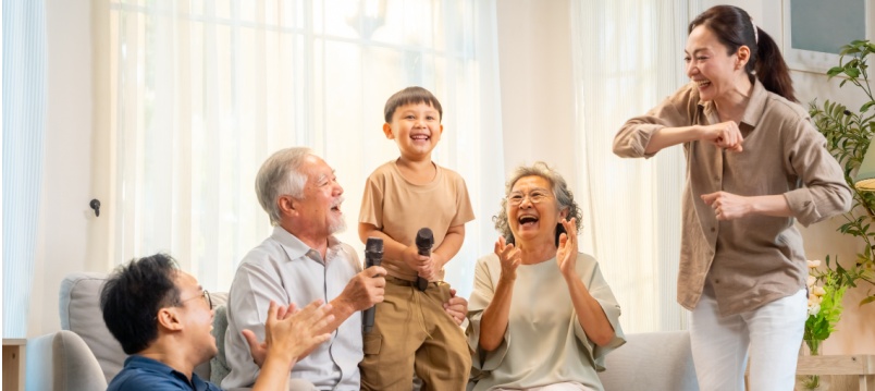 three generation having fun