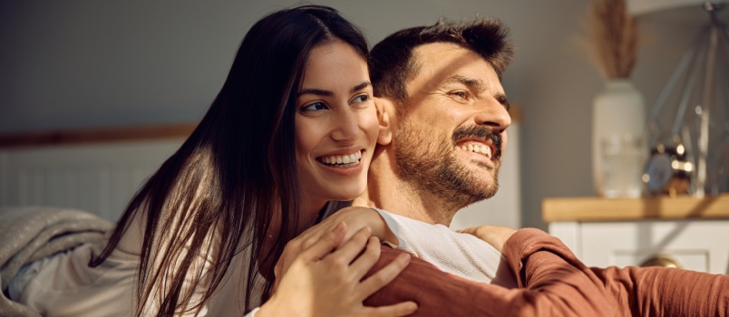 Couple day dreaming while relaxing