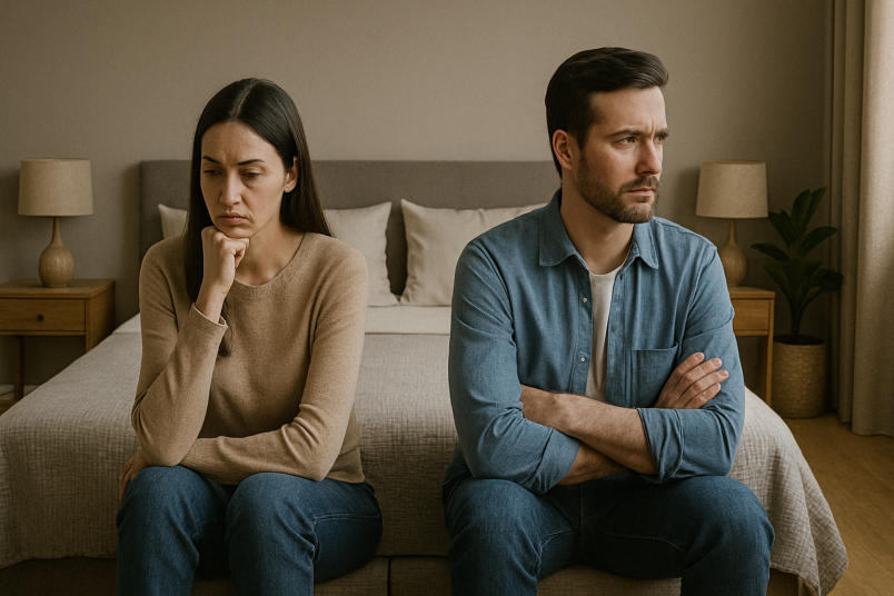 Couple avoiding conversations
