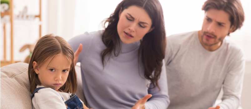 Naughty kid annoying parents