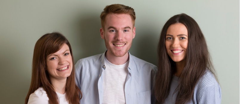 Happy young three people