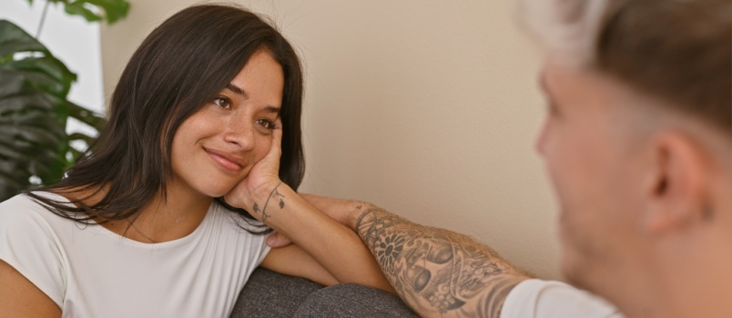 Loving couple looking at each other