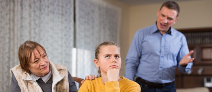 Parents scolding kid 