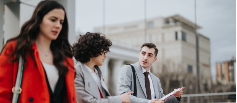 Proffesional having conversation