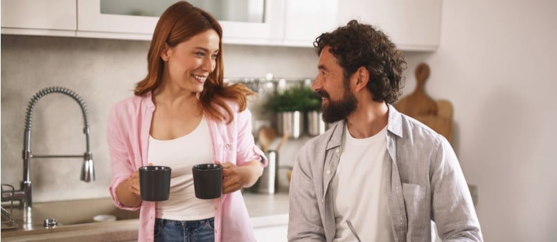 Young couple having coffee
