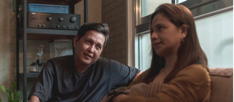 Woman annoyed by her husband 