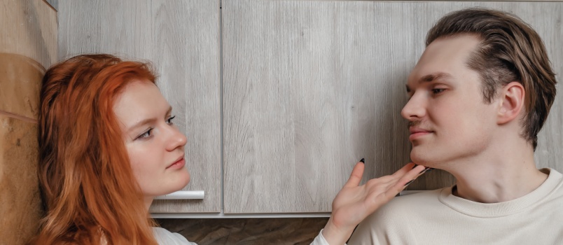 Couple having romantic conversation 
