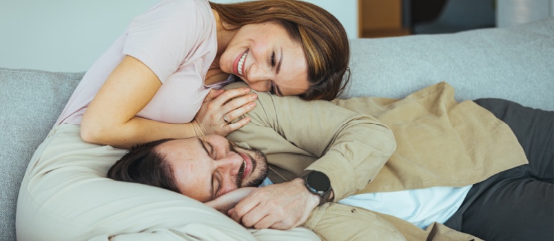 Young couple hugging each other