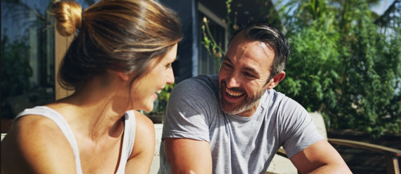 Happy couple talking to each other