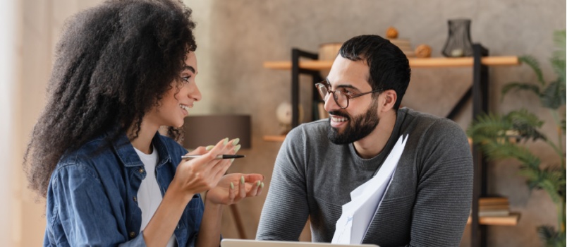 Young couple having meal
