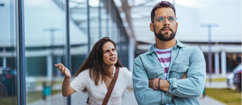 Young man ignoring his partner