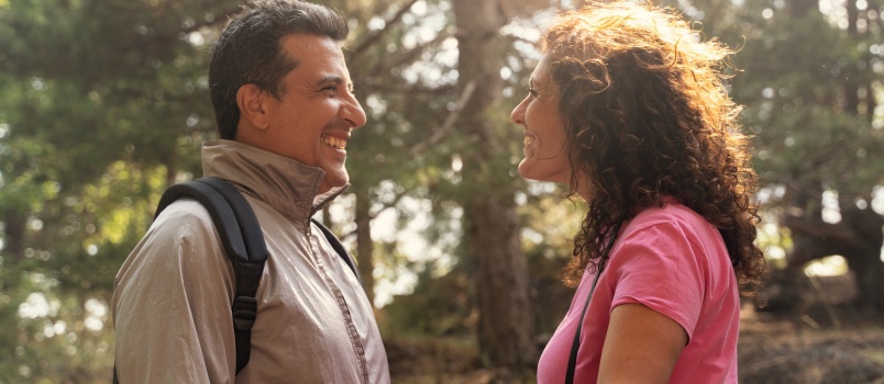 Happy mature couple talking 