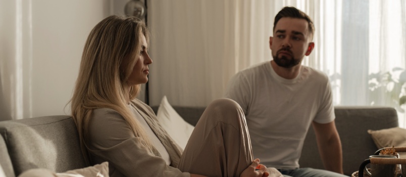 Couple having serious conversation