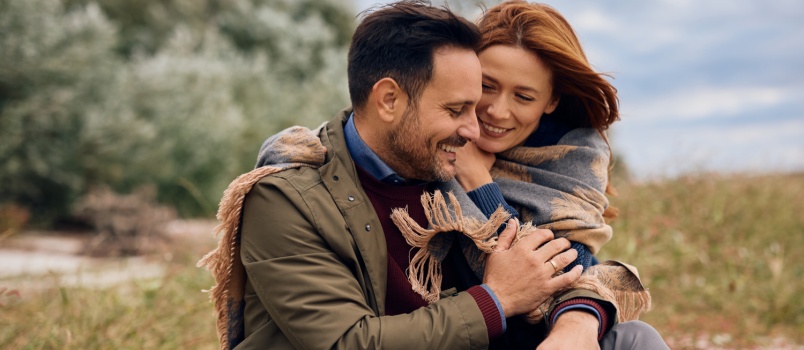 Happy couple having romantic moment 