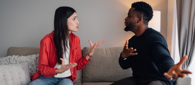 Couple having heated conversation