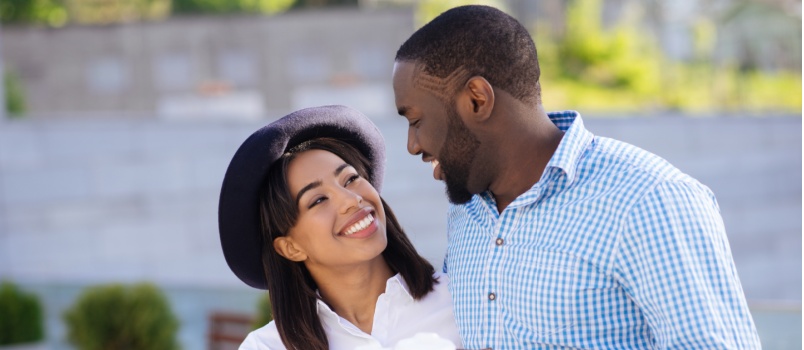 Couple feeling relaxed having coffee