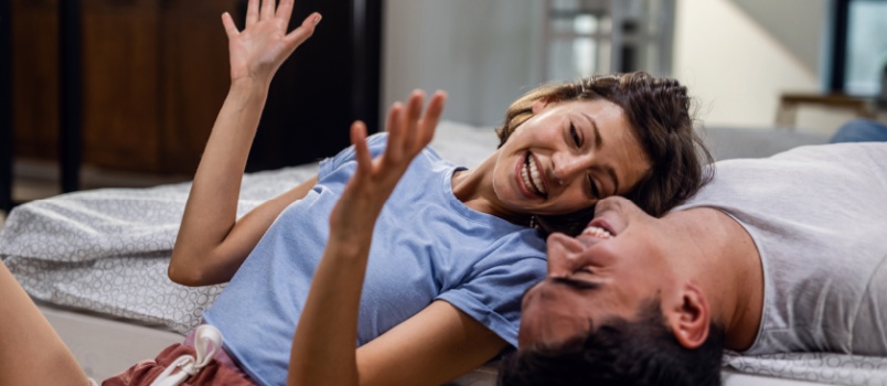 Couple laughing together