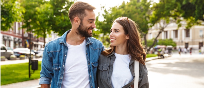 Couple walking outdoor